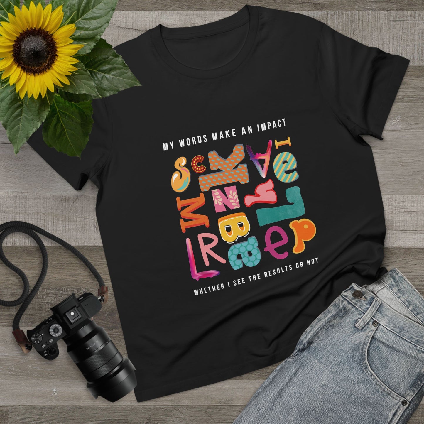 Words make an impact tee, mindfulness t-shirt, friendship top, inspirational tee, care and kindness apparel, antibullying top