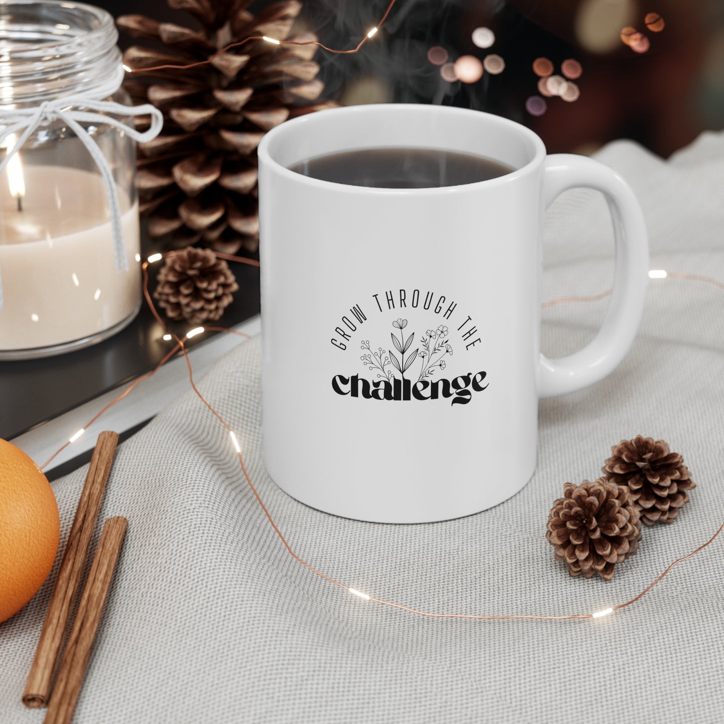 Challenge mug 11oz, ceramic.  inspirational homewares, inspirational gift, office desk cup, plant lover, success orientated crockery