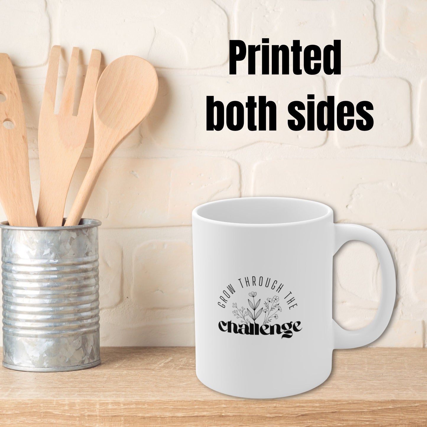 Challenge mug 11oz, ceramic.  inspirational homewares, inspirational gift, office desk cup, plant lover, success orientated crockery