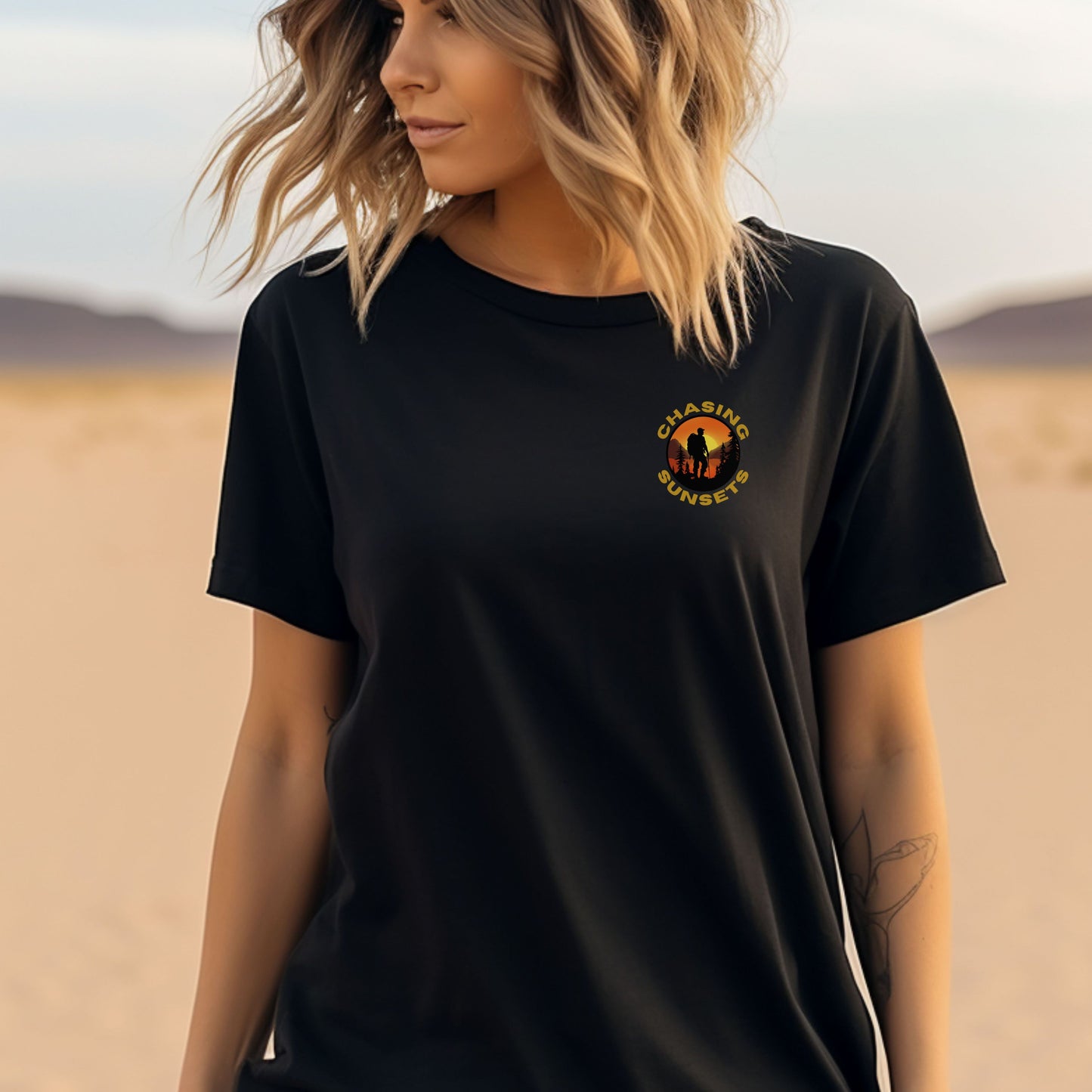 Chasing sunsets tee, adventure lover t-shirt, hiker shirt, Unisex Jersey Short Sleeve Tee, outdoor summer tee,