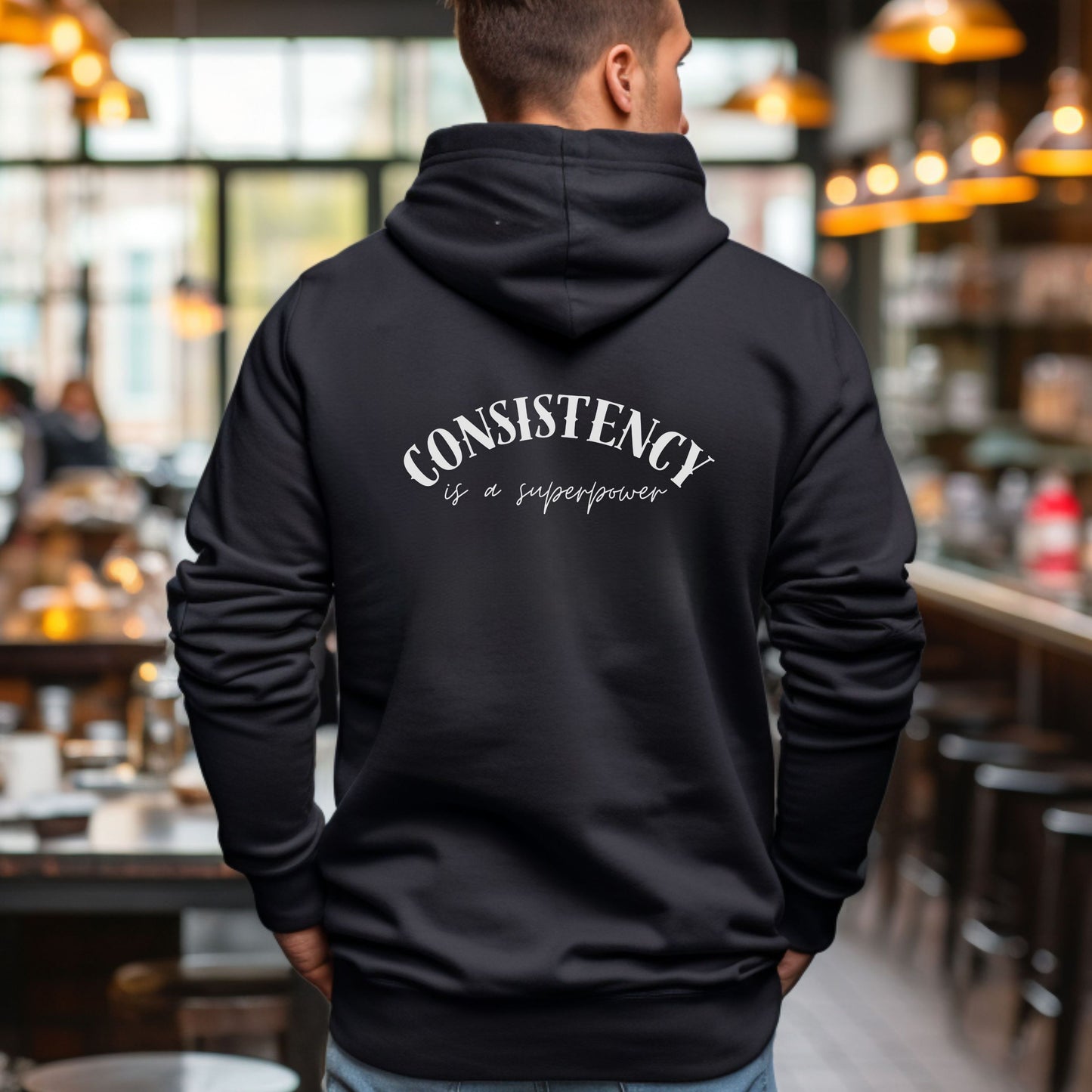 Consistency winter hoodie, motivational hooded sweatshirt, success sweatshirt, inspirational top