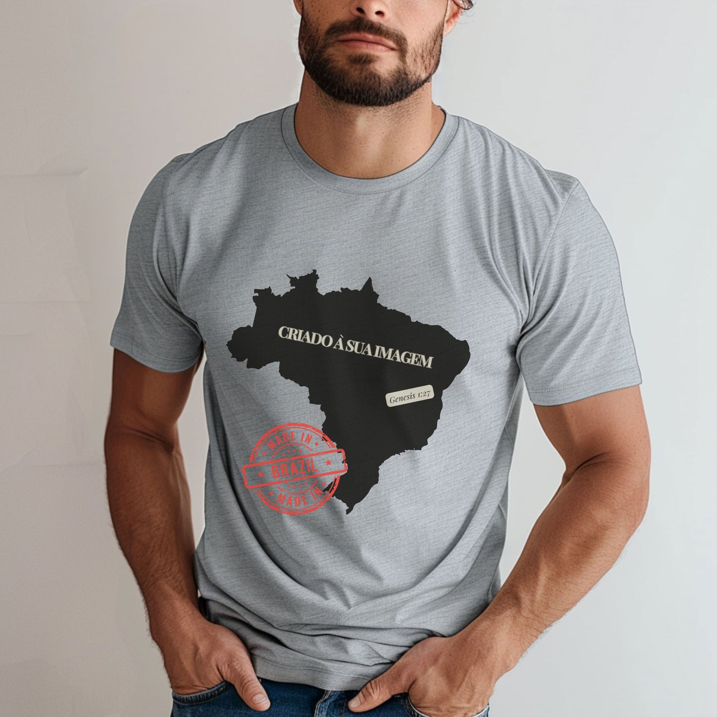 Brazilian welcome gift, Christian made in his image t-shirt, faith tee, Church shirt, activewear, scripture top, religious gift,