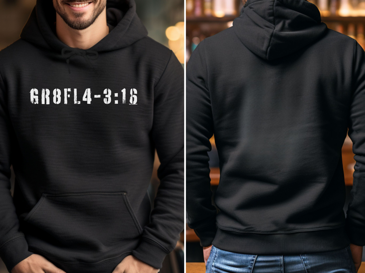 Unisex Inspirational Graphic Hooded Sweatshirt, Womens Christian classic fit hooded top, Men's Graphic inspirational Hoodie front large text