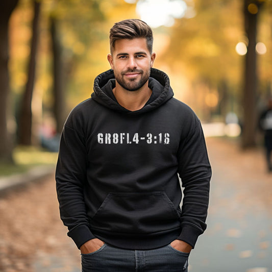 Unisex Inspirational Graphic Hooded Sweatshirt, Womens Christian classic fit hooded top, Men's Graphic inspirational Hoodie front large text