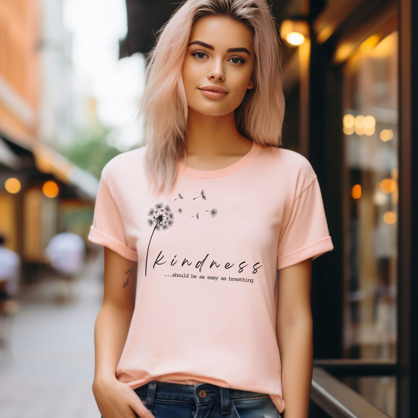 Women's inspirational kindness tee, girls motivational summer t-shirt, Mothers casual mindful top, values caring activewear, happy shirt