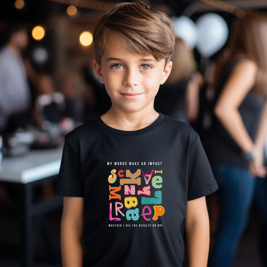 Kids Words Make an Impact Heavy Cotton™ Tee, Inspirational Kids T-shirt, Kindness, Antibullying